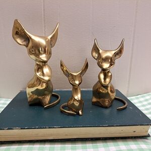 Vintage Family Of 3 Brass Big Ear Mice